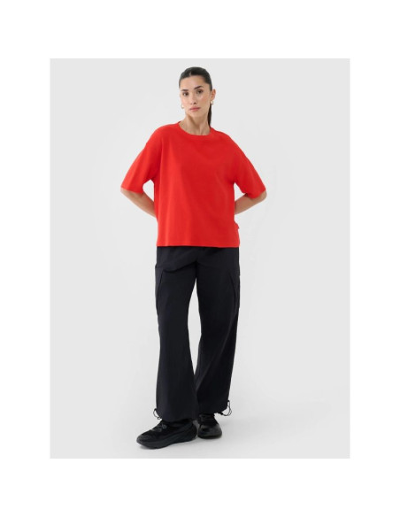 T-shirt regular z waflowej dzianiny damski 4f 4frss25ttshf2651-62s