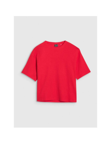 T-shirt regular z waflowej dzianiny damski 4f 4frss25ttshf2651-62s