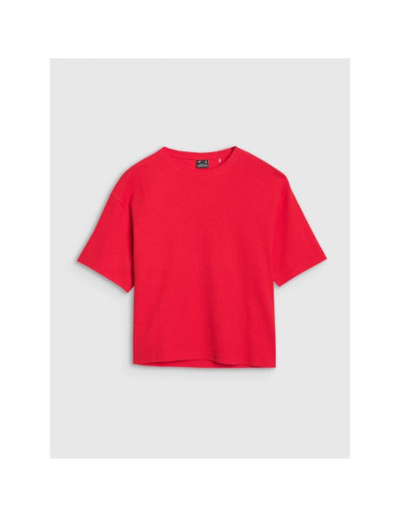 T-shirt regular z waflowej dzianiny damski 4f 4frss25ttshf2651-62s