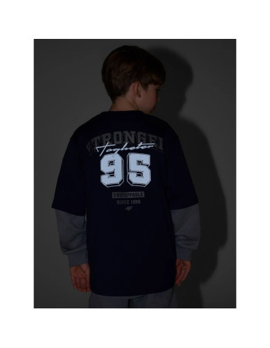 T-shirt loose z nadrukiem chłopięcy 4f 4fjrss26ttshm3465-31s