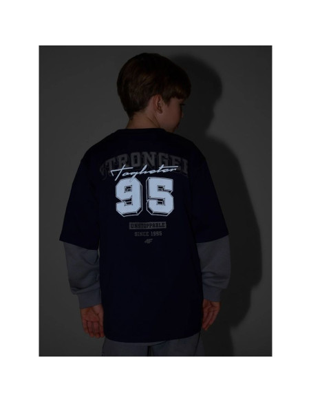 T-shirt loose z nadrukiem chłopięcy 4f 4fjrss26ttshm3465-31s
