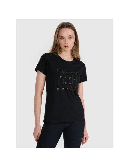 T-shirt regular z nadrukiem damski 4f 4frss25ttshf3162-20s