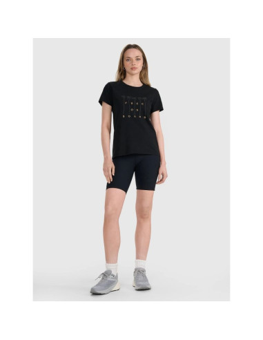 T-shirt regular z nadrukiem damski 4f 4frss25ttshf3162-20s