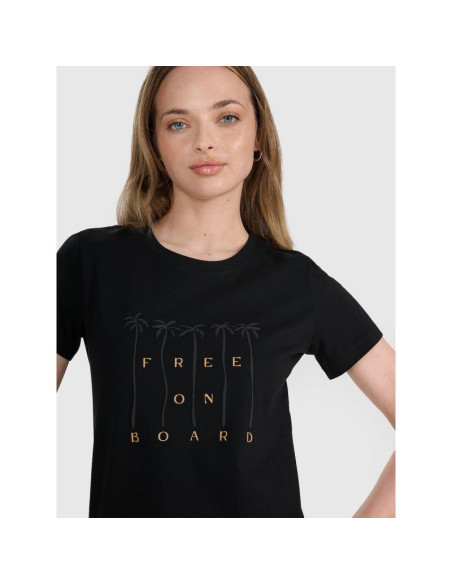 T-shirt regular z nadrukiem damski 4f 4frss25ttshf3162-20s