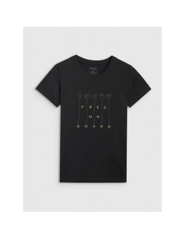 T-shirt regular z nadrukiem damski 4f 4frss25ttshf3162-20s