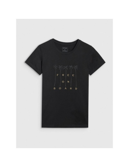 T-shirt regular z nadrukiem damski 4f 4frss25ttshf3162-20s