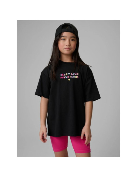 T-shirt loose z nadrukiem dziewczęcy 4f 4fjrss26ttshf4137-20s