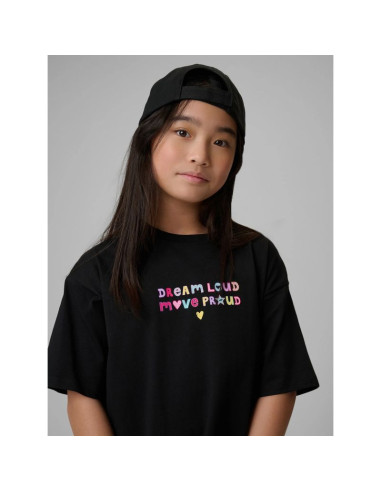 T-shirt loose z nadrukiem dziewczęcy 4f 4fjrss26ttshf4137-20s