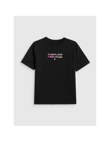 T-shirt loose z nadrukiem dziewczęcy 4f 4fjrss26ttshf4137-20s
