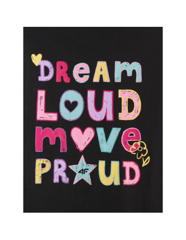 T-shirt loose z nadrukiem dziewczęcy 4f 4fjrss26ttshf4137-20s