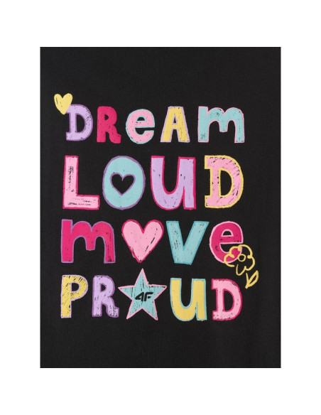T-shirt loose z nadrukiem dziewczęcy 4f 4fjrss26ttshf4137-20s