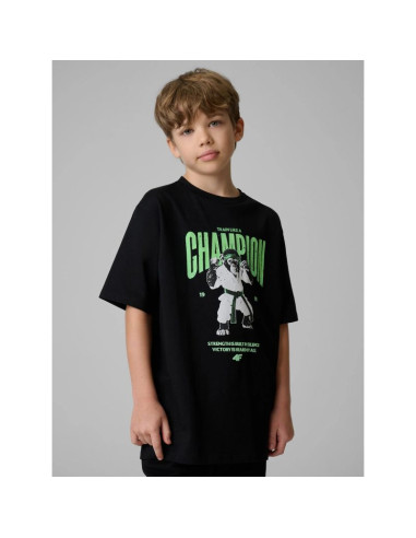 T-shirt loose z nadrukiem chłopięcy 4f 4fjrss26ttshm3831-20s