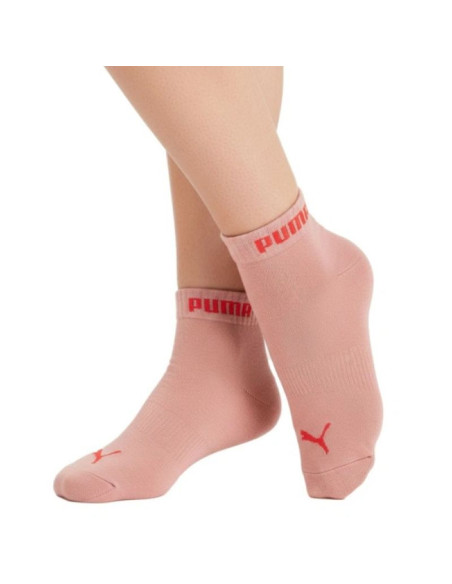 Puma skarpetki damskie 3-pak za kostkę bawełna róż/czerwony/biały