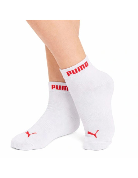 Puma skarpetki damskie 3-pak za kostkę bawełna róż/czerwony/biały