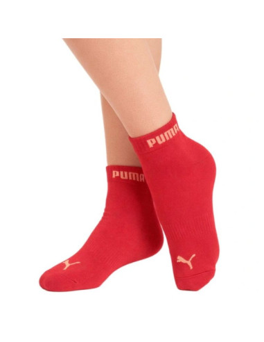 Puma skarpetki damskie 3-pak za kostkę bawełna róż/czerwony/biały