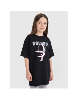T-shirt oversize z nadrukiem dziewczęcy 4f fjrss25ttshf2646-20s