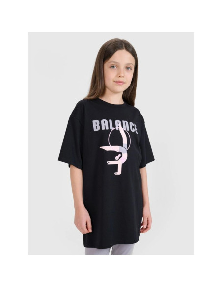 T-shirt oversize z nadrukiem dziewczęcy 4f fjrss25ttshf2646-20s