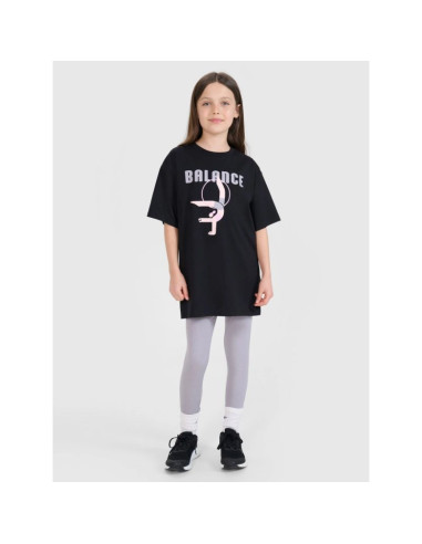 T-shirt oversize z nadrukiem dziewczęcy 4f fjrss25ttshf2646-20s