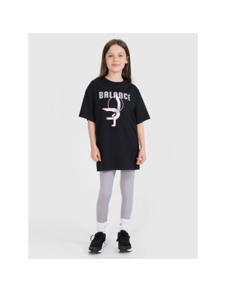 T-shirt oversize z nadrukiem dziewczęcy 4f fjrss25ttshf2646-20s