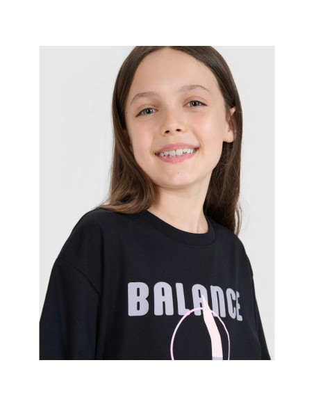 T-shirt oversize z nadrukiem dziewczęcy 4f fjrss25ttshf2646-20s