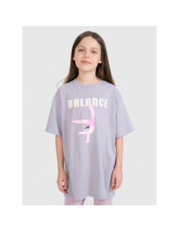 T-shirt oversize z nadrukiem dziewczęcy 4f 4fjrss25ttshf2646-25s