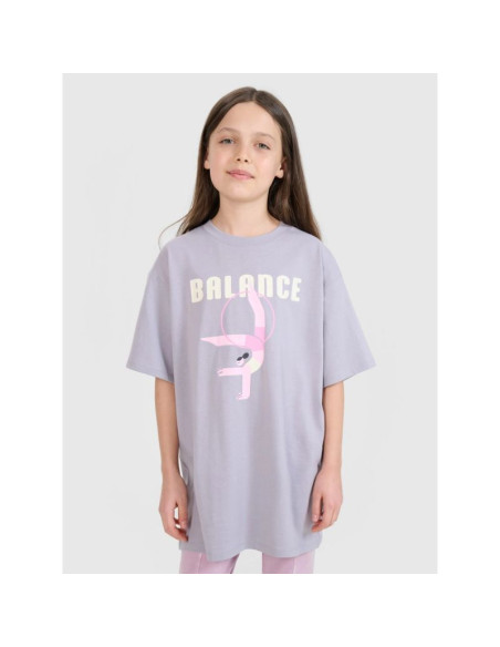 T-shirt oversize z nadrukiem dziewczęcy 4f 4fjrss25ttshf2646-25s