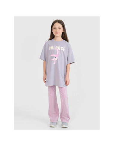 T-shirt oversize z nadrukiem dziewczęcy 4f 4fjrss25ttshf2646-25s