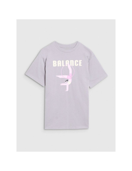 T-shirt oversize z nadrukiem dziewczęcy 4f 4fjrss25ttshf2646-25s