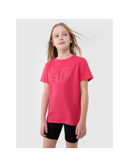 T-shirt regular z nadrukiem dziewczęcy 4f 4fjwss25ttshf2176-55s