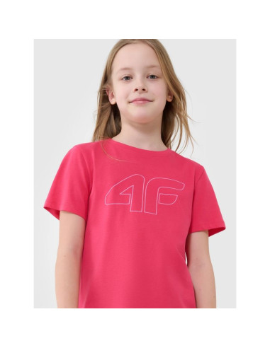 T-shirt regular z nadrukiem dziewczęcy 4f 4fjwss25ttshf2176-55s