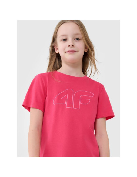 T-shirt regular z nadrukiem dziewczęcy 4f 4fjwss25ttshf2176-55s