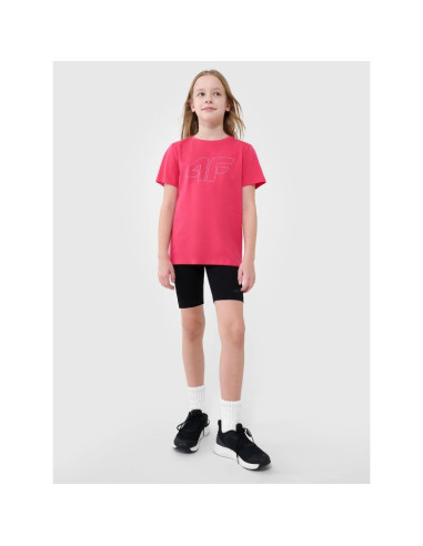 T-shirt regular z nadrukiem dziewczęcy 4f 4fjwss25ttshf2176-55s