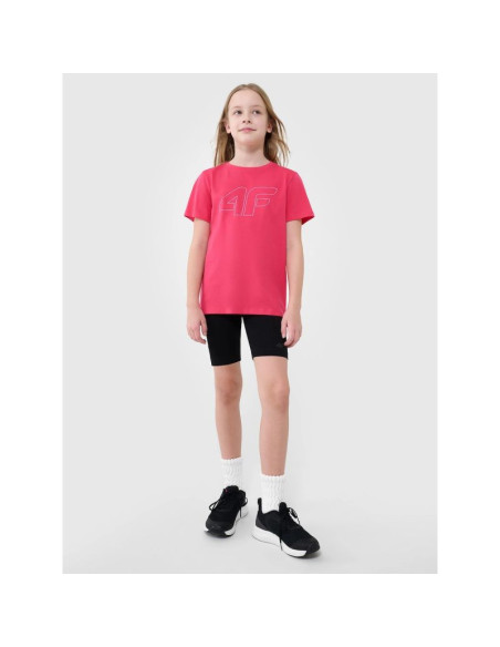 T-shirt regular z nadrukiem dziewczęcy 4f 4fjwss25ttshf2176-55s