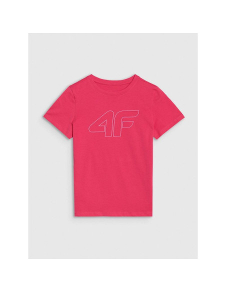 T-shirt regular z nadrukiem dziewczęcy 4f 4fjwss25ttshf2176-55s