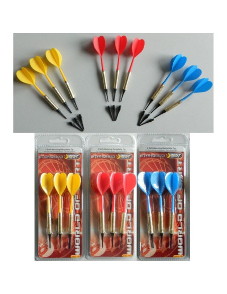 Rzutki lotki plastikowe dart 3szt bezpieczne best sporting - żółte