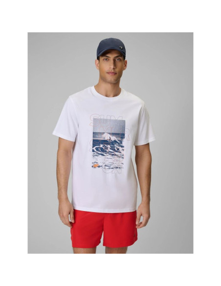 T-shirt regular z nadrukiem męski 4f 4fwss26ttshm2783-10s