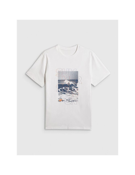 T-shirt regular z nadrukiem męski 4f 4fwss26ttshm2783-10s