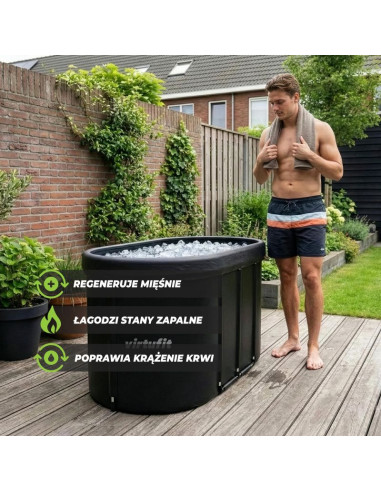 Virtufit wanna lodowa owalna 500 litrów antracyt z akcesoriami