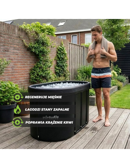 Virtufit wanna lodowa owalna 500 litrów antracyt z akcesoriami