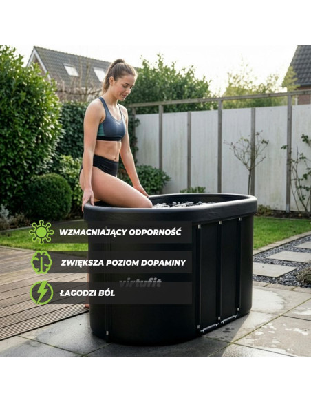 Virtufit wanna lodowa owalna 500 litrów antracyt z akcesoriami