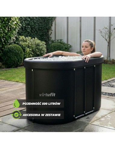Virtufit wanna lodowa owalna 500 litrów antracyt z akcesoriami