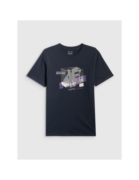 T-shirt regular z nadrukiem męski 4f 4frss26ttshm3657-31s