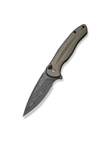 Nóż civivi button lock kitefin damast grey alu
