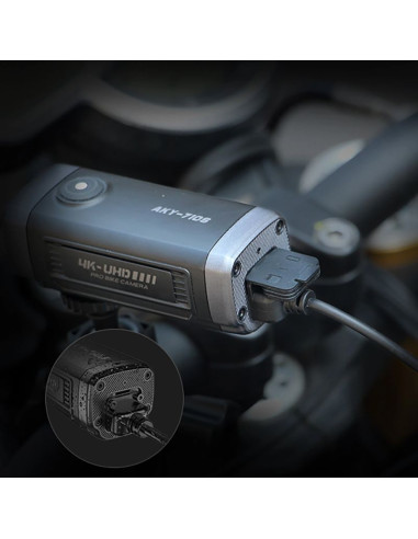 Kamera sportowa akeeyo aky-710s wideorejestrator 4k na kierownicę motocykl - czarna