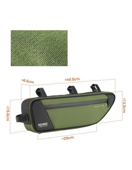 Torba pod ramę 2l rockbros tl003 road to sky wodoodporna – zielona