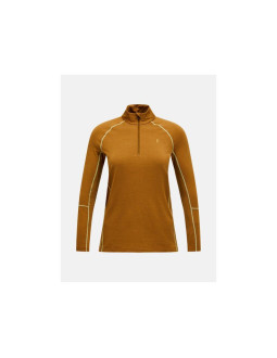 Koszulka termiczna peak performance magic half zip wool-blend baselayer women brązowy