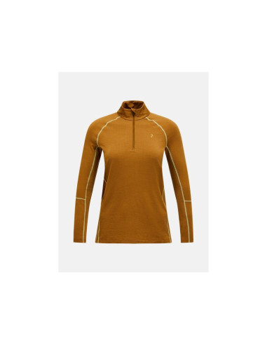 Koszulka termiczna peak performance magic half zip wool-blend baselayer women brązowy