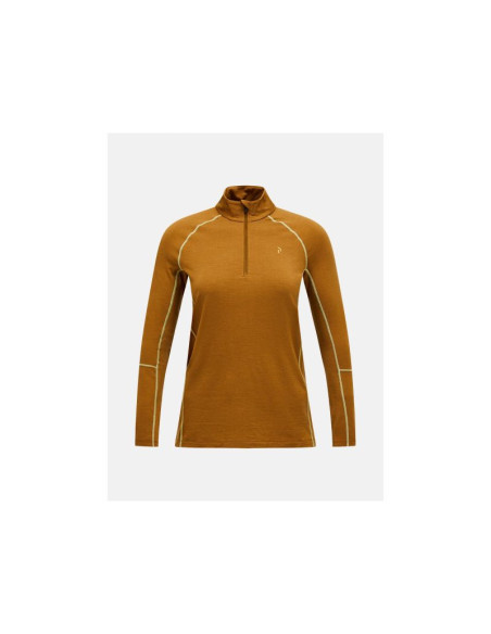 Koszulka termiczna peak performance magic half zip wool-blend baselayer women brązowy