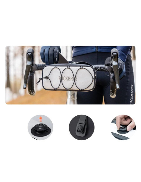 Torba na kierownicę 1,9l rockbros tl001 road to sky wodoodporna – biała