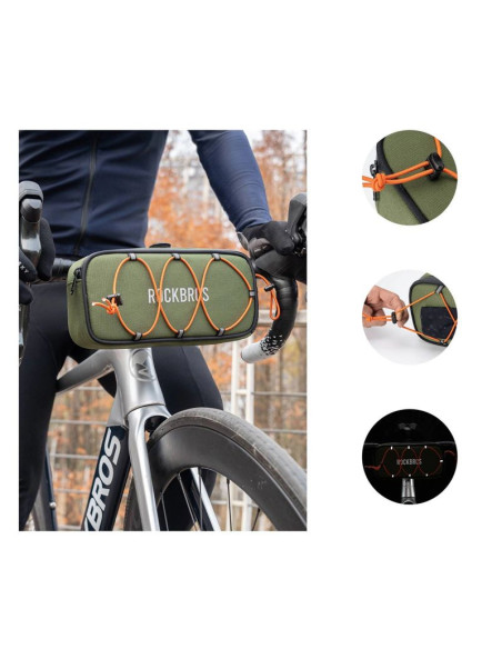 Torba na kierownicę 1,9l rockbros tl001 road to sky wodoodporna – zielona